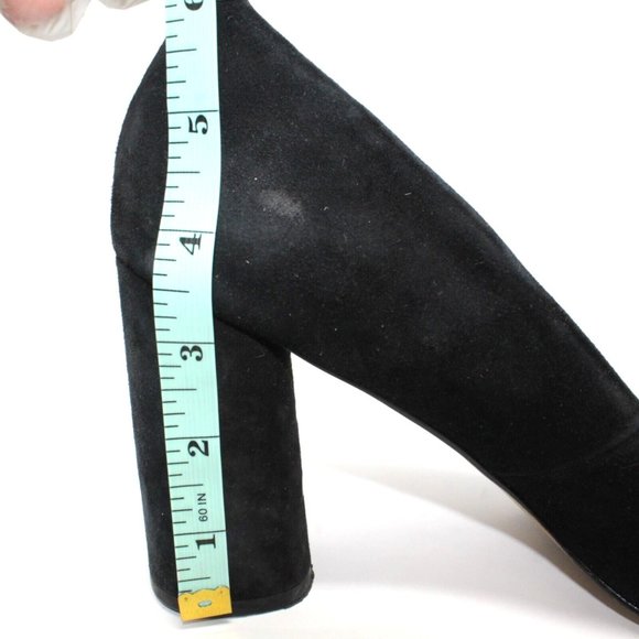 ISOLA Womens Size 10M Black Suede Round Cap Toe Block High Heels Classic Pumps - Picture 14 of 14